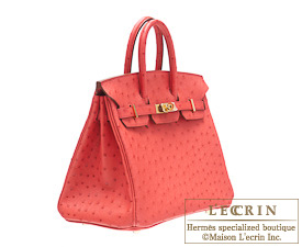 Hermes　Birkin bag 25　Bougainvillier　Ostrich leather　Gold hardware