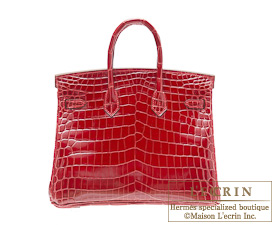 Hermes　Birkin bag 25　Braise　Niloticus crocodile skin　Silver hardware