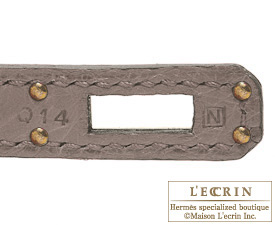 Hermes　Birkin bag 25　Gris tourterelle　Ostrich leather　Gold hardware