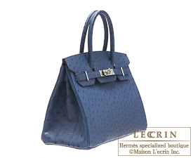 Hermes　Birkin bag 30　Blue de malte　Ostrich leather　Silver hardware