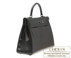 Hermes　So-black Kelly bag 35　Black　Box calf leather　Black hardware