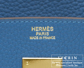 Hermès Mykonos Blue Ostrich Gold Hardware Birkin 30 Bag Hermes