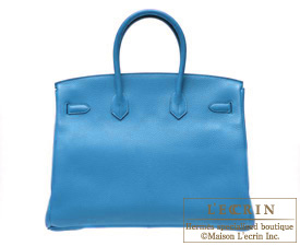 Hermes　Birkin bag 35　Mykonos/Mykonos Blue　Clemence leather　Silver hardware