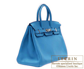 Hermes　Birkin bag 35　Mykonos/Mykonos Blue　Clemence leather　Silver hardware