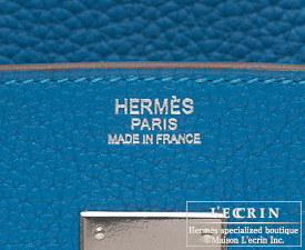 Hermes　Birkin bag 35　Mykonos/Mykonos Blue　Clemence leather　Silver hardware