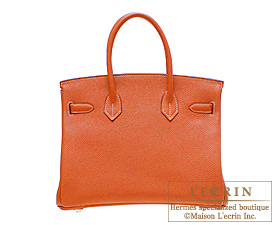 Hermes　Birkin Eclat bag 30　Sanguine/White　Clemence leather　Silver hardware