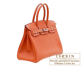Hermes　Birkin Eclat bag 30　Sanguine/White　Clemence leather　Silver hardware