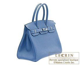 Hermes　Birkin Eclat bag 30　Mykonos/White　Clemence leather　Silver hardware