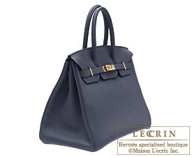 Hermes　Birkin bag 35　Blue indigo/Indigo blue　Clemence leather　Gold hardware
