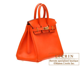 Hermes　Birkin bag 25　Feu　Epsom leather　Gold hardware