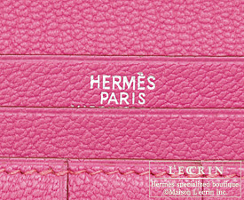 Hermes　Bearn Soufflet　Etoupe grey/Rose tyrien　Chevre myzore goatskin　Silver hardware