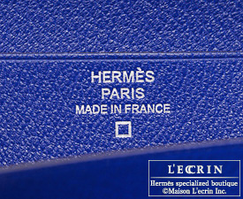 Hermes　Bearn Soufflet　Blue electric　Alligator crocodile skin　Silver hardware