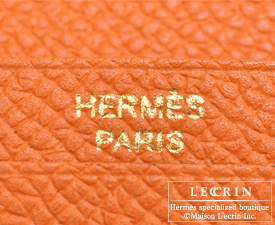 Hermes　Bearn Soufflet　Orange　Epsom leather　Gold hardware