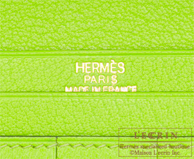 Hermes　Bearn Soufflet　Kiwi/Kiwi green　Chevre myzore goatskin　Gold hardware