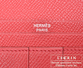 Hermes　Bearn Soufflet　Bougainvillier/Ruby　Epsom leather　Silver hardware