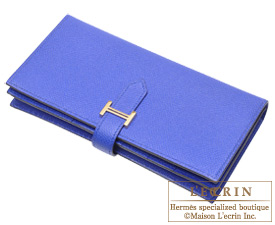 Hermes　Bearn Soufflet　Blue electric　Epsom leather　Gold hardware
