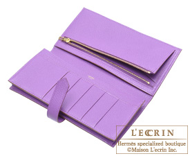 Hermes　Bearn Soufflet　Parme/Parma violet　Chevre myzore goatskin　Gold hardware