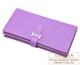 Hermes　Bearn Soufflet　Parme/Parma violet　Chevre myzore goatskin　Silver hardware