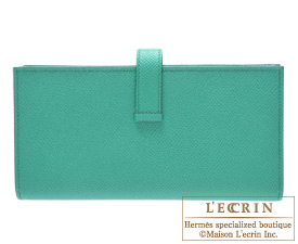 Hermes　Bearn Soufflet　Blue paon　Epsom leather　Silver hardware