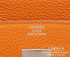 Hermes　Birkin bag 35　Orange　Clemence leather　Silver hardware