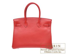 Hermes　Birkin bag 30　Rouge casaque　Clemence leather　Silver hardware