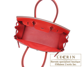 Hermes　Birkin bag 30　Rouge casaque　Clemence leather　Silver hardware