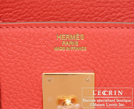 HERMES BIRKIN Bag 30cm *ROSE JAIPUR* Gold HW Clemence Leather Hot Coral  Pink WOW