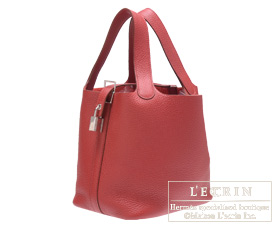 Hermes　Picotin Lock bag 18/PM　Ruby　Clemence leather　Silver hardware