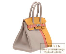 Hermes　Birkin bag 30　Gris tourterelle/Moutarde/Sanguine　Clemence/Swift　Matt silver hardware