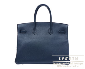 Hermes　Birkin bag 35　Bleu obscur　Clemence leather　Silver hardware