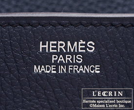 Hermes　Birkin bag 35　Bleu obscur　Clemence leather　Silver hardware