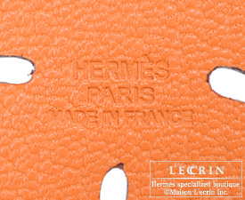 Hermes　Lucky four　Anis green/Orange　Chevre goatskin　Silver hardware