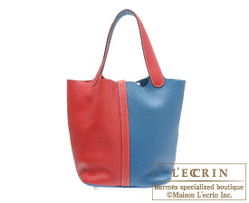 Hermes　Birkin bag 30　Rouge casaque/Blue thalassa　Clemence leather　Silver hardware