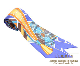 Hermes　Twilly　L'art indien des plaines　Indigo/Blue/Jaune　Silk