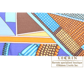Hermes　Twilly　L'art indien des plaines　Indigo/Blue/Jaune　Silk