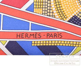 Hermes　Twilly　L'art indien des plaines　Rouge H/Vert/Blue klein　Silk