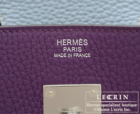 Hermes　Birkin bag 30　Ultraviolet/Etain/Blue lin　Clemence leather　Silver hardware