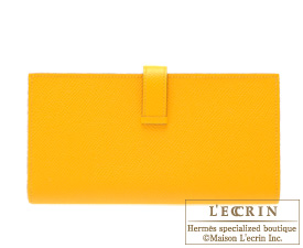 Hermes　Bearn Soufflet　Jaune d'or/Gold yellow　Epsom leather　Gold hardware