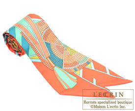 Hermes　Twilly　L'art indien des plaines　Rouge/Vert/Corail　Silk