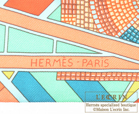 Hermes　Twilly　L'art indien des plaines　Rouge/Vert/Corail　Silk
