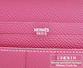 Hermes　Bearn Soufflet　Tosca/Rose tyrien　Epsom leather　Silver hardware
