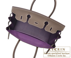 Hermes　Birkin bag 30　Etoupe grey/Raisin/Violet　Chevre goatskin　Gold hardware