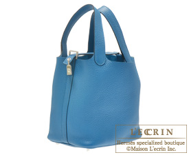 Hermes　Picotin Lock bag 18/PM　Blue thalassa　Clemence leather　Silver hardware