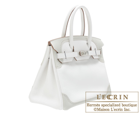 Hermes　Birkin Ghillies bag 30　White/Pearl grey　Swift leather　Silver hardware