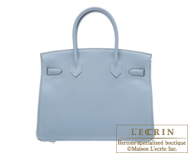 Hermes　Birkin bag 30　Blue lin　Togo leather　Silver hardware