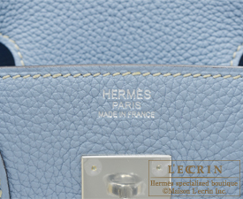 Hermes Birkin bag 30 Blue lin Togo leather Gold hardware