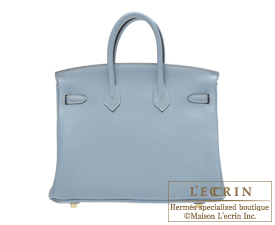 Hermes　Birkin bag 25　Blue lin　Togo leather　Gold hardware