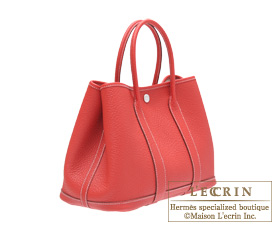 Hermes　Garden Party bag 30/TPM　Rouge casaque　Country leather　Silver hardware