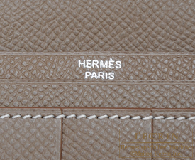 Hermes　Bearn Soufflet　Blue paon/Etoupe grey　Epsom leather　Silver hardware