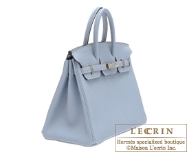 Hermes　Birkin bag 25　Blue lin　Togo leather　Silver hardware